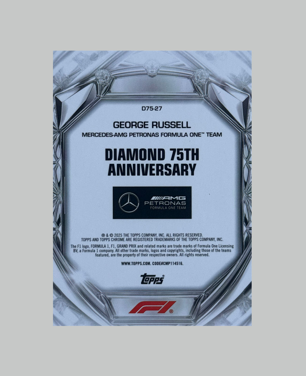 Topps Chrome F1 George Russell Diamond 75th Anniversary