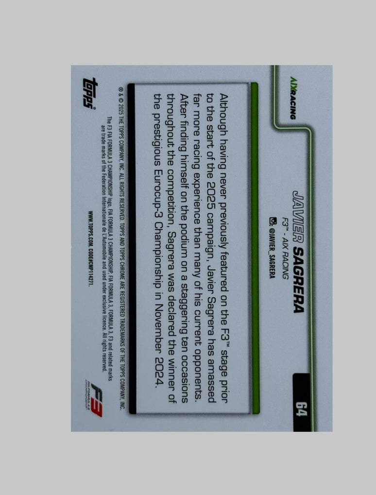 Topps Chrome F1 2025 Javier Sagrera 01/75 Logofractor