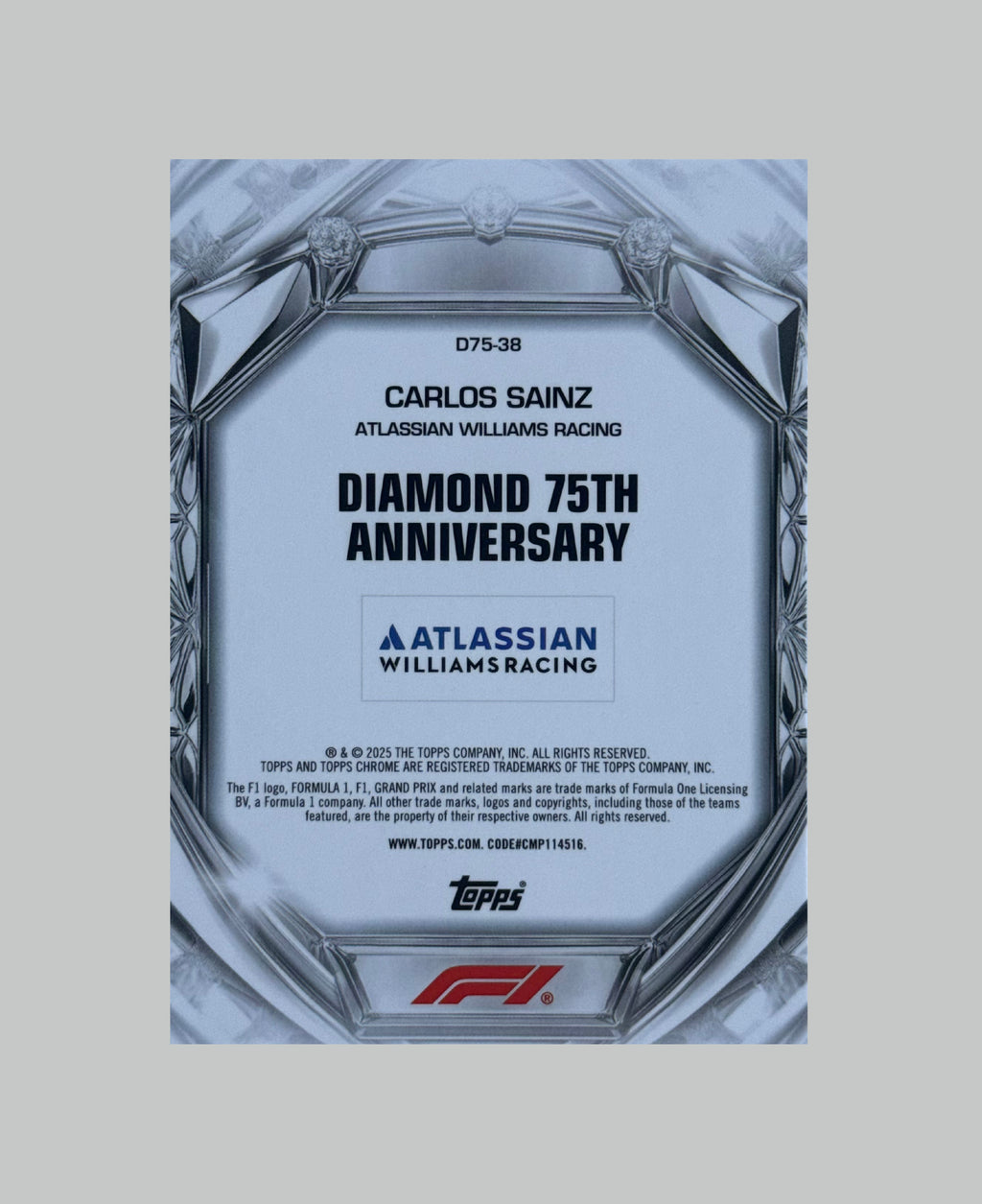 Topps Chrome F1 Carlos Sainz Diamond 75th Anniversary