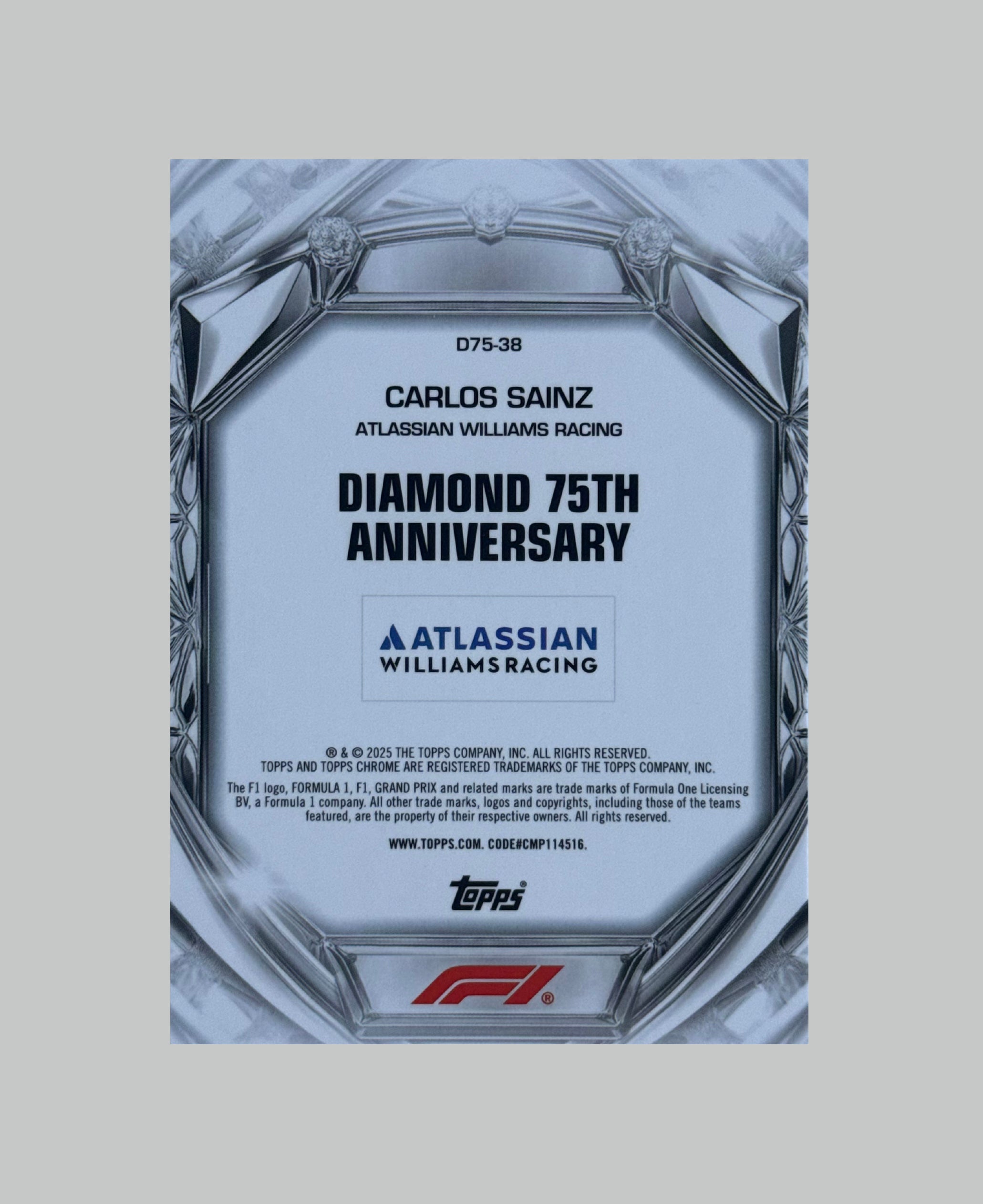 Topps Chrome F1 Carlos Sainz Diamond 75th Anniversary