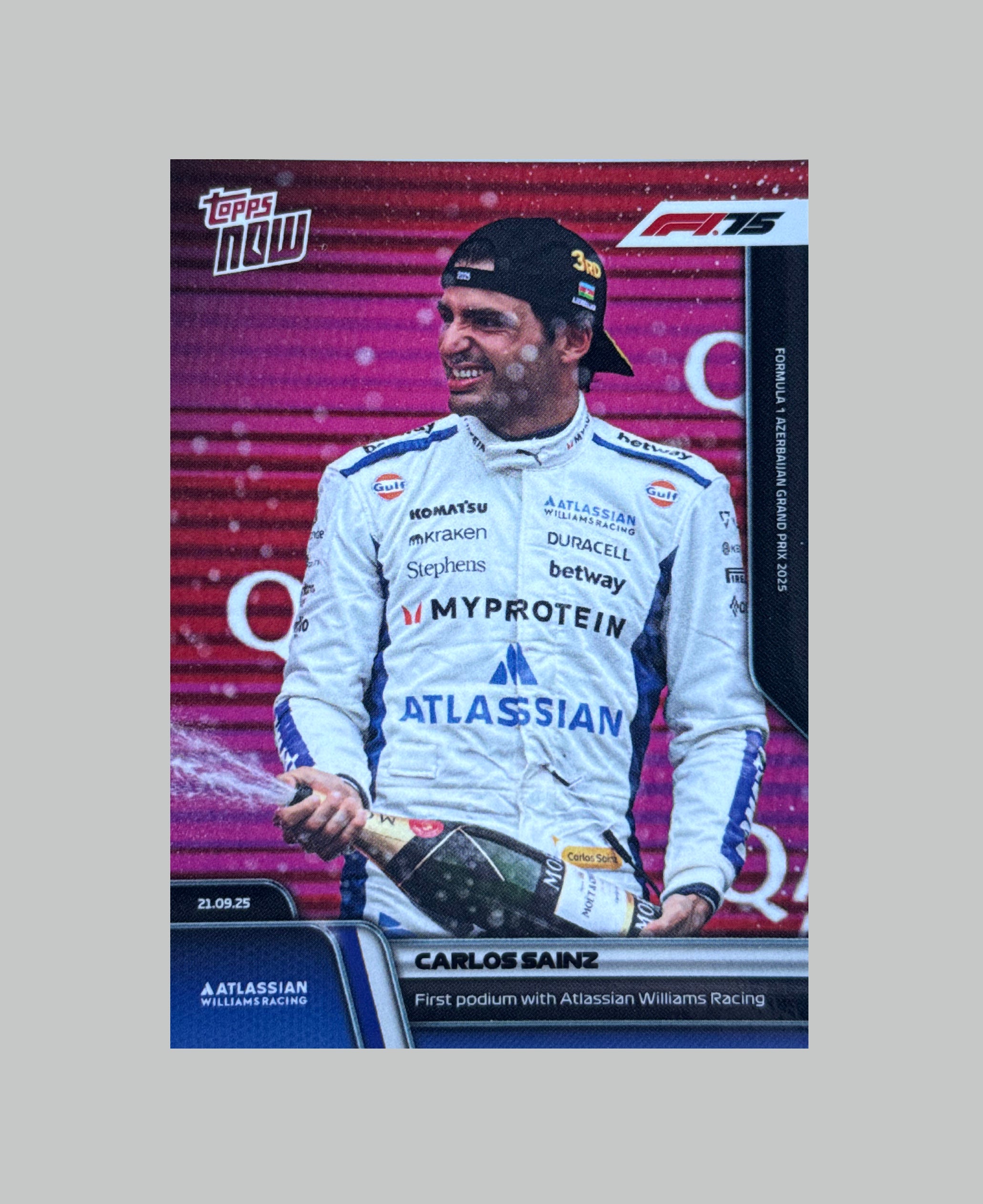 Topps Now Carlos Sainz First podium with Williams