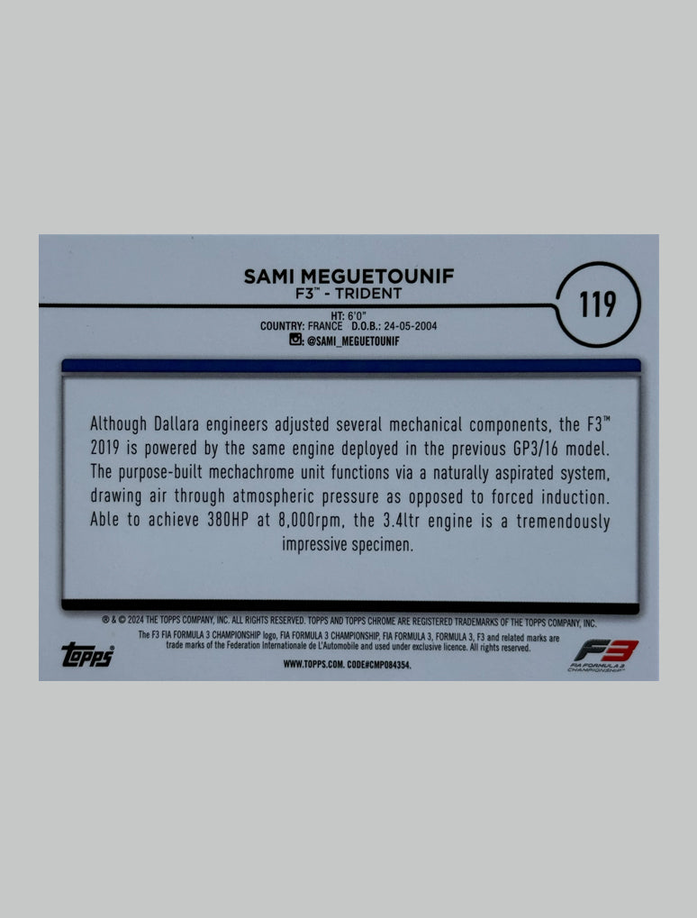 Topps Chrome F1 2024 Sami Meguetounif 113/225