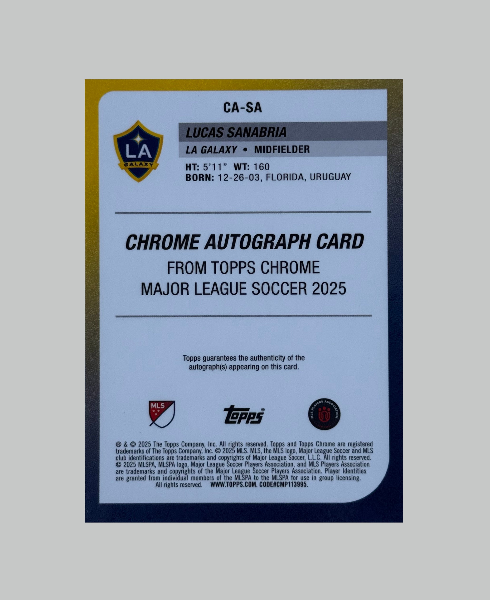Topps Chrome MLS 2025 Lucas Sanabria (RC) Auto 46/50