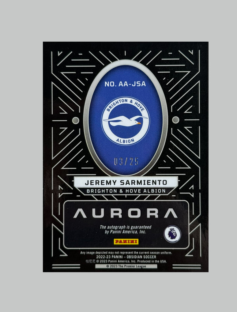 Panini Obsidian 2022-23 Jeremy Sarmiento (RC) 03/25 Auto