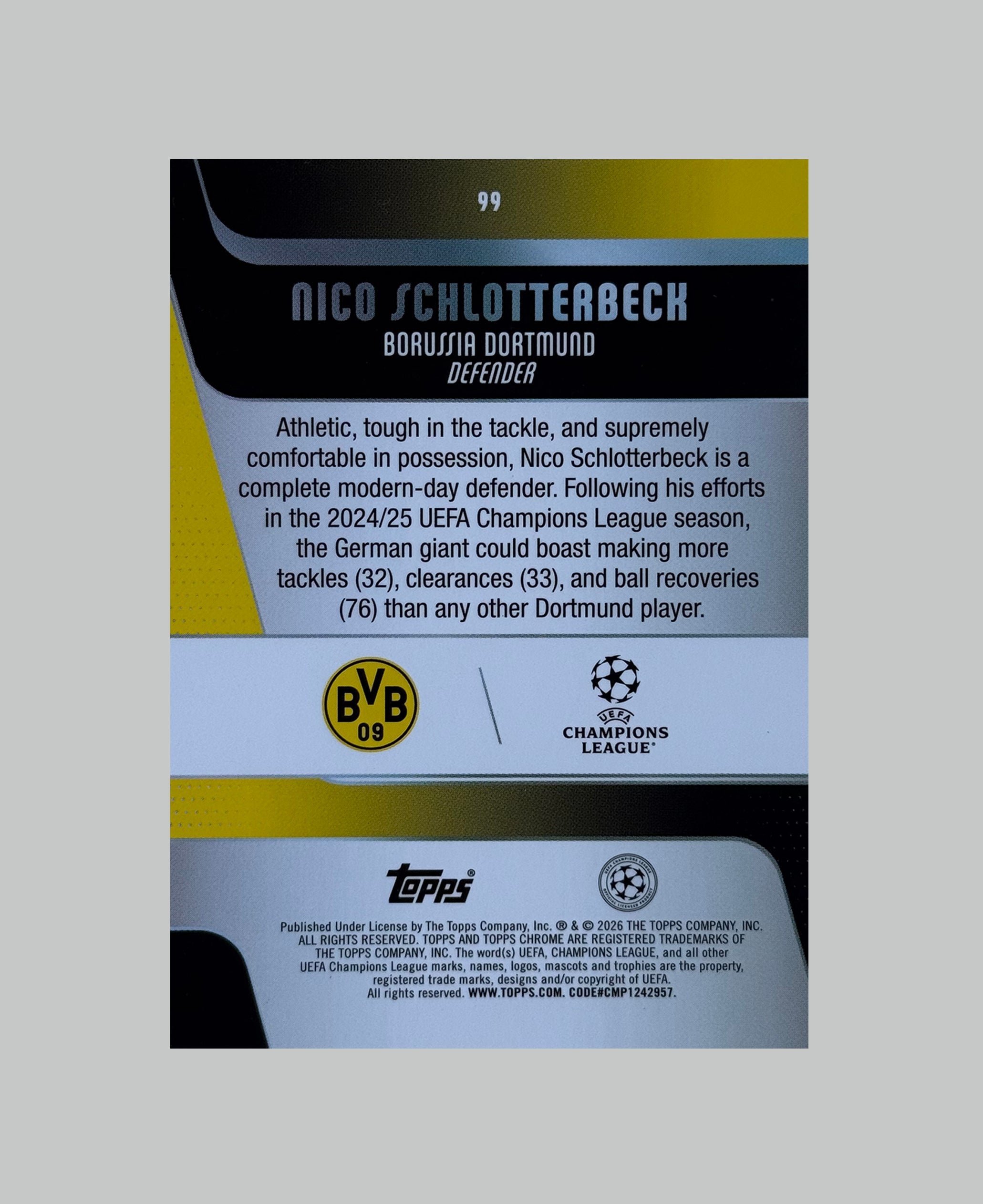 Topps Chrome UCC 2025-26 Nico Schlotterbeck