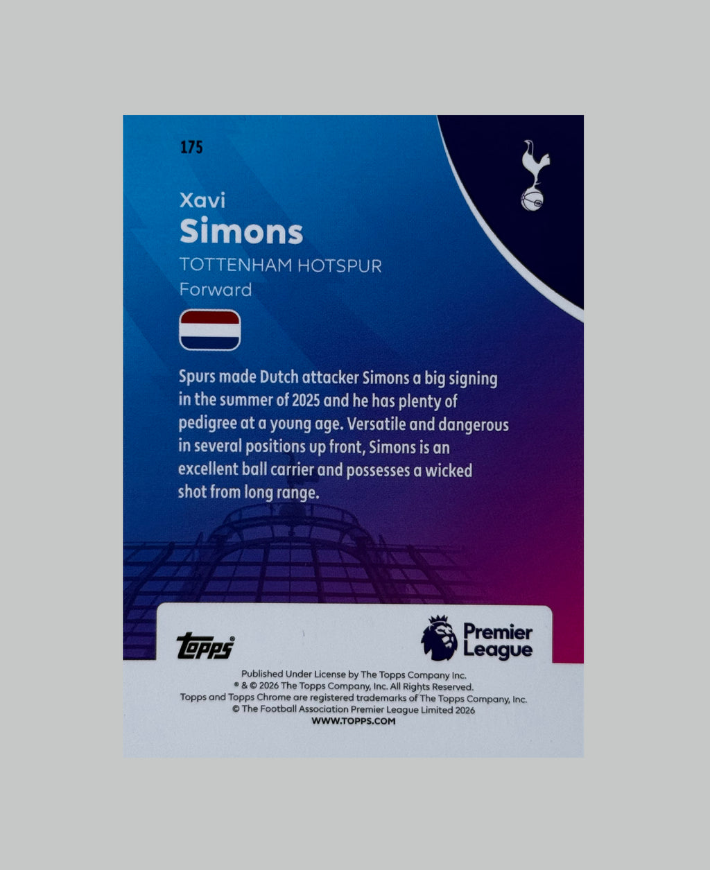 Topps Chrome Premier League 2026 Xavi Simons 103/150