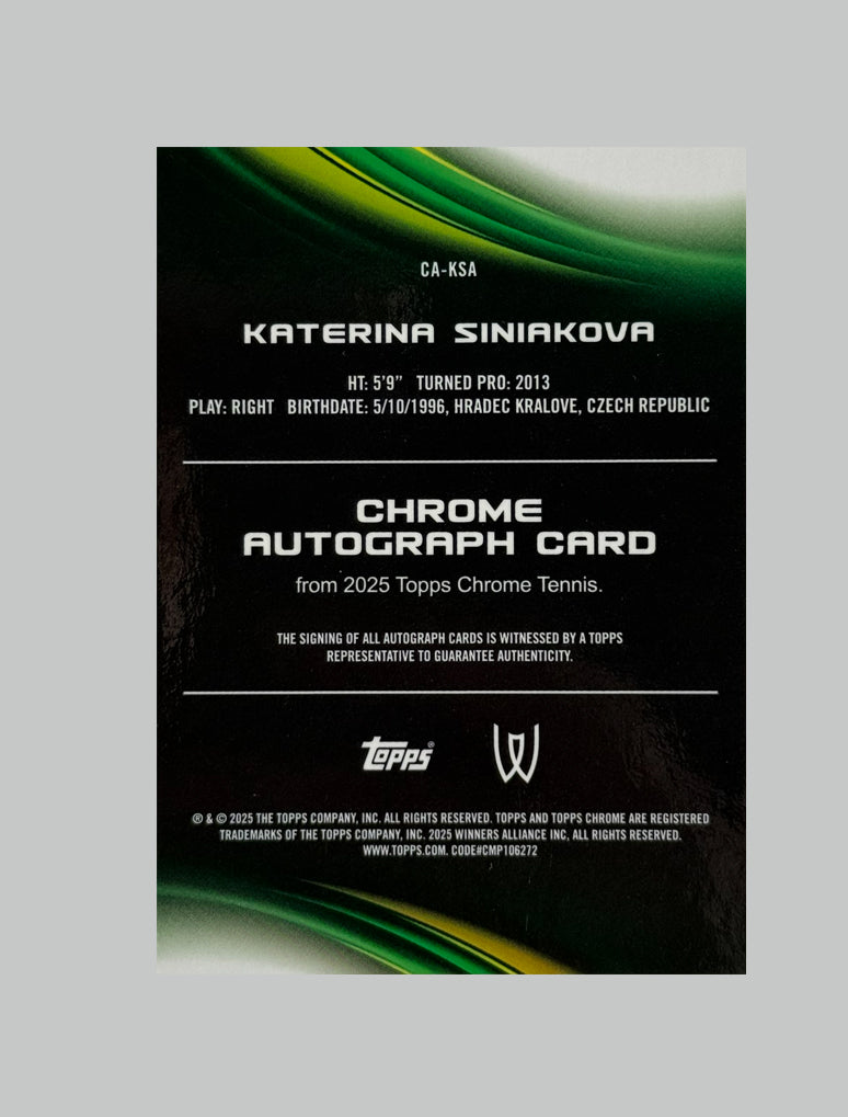 Topps Chrome Tennis 2025 Katerina Siniakova Auto