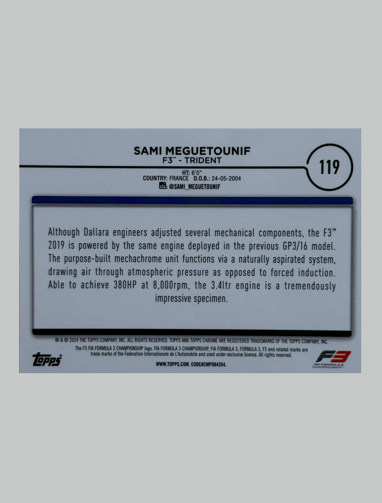Topps Chrome F1 2024 Sami Meguetounif 051/225