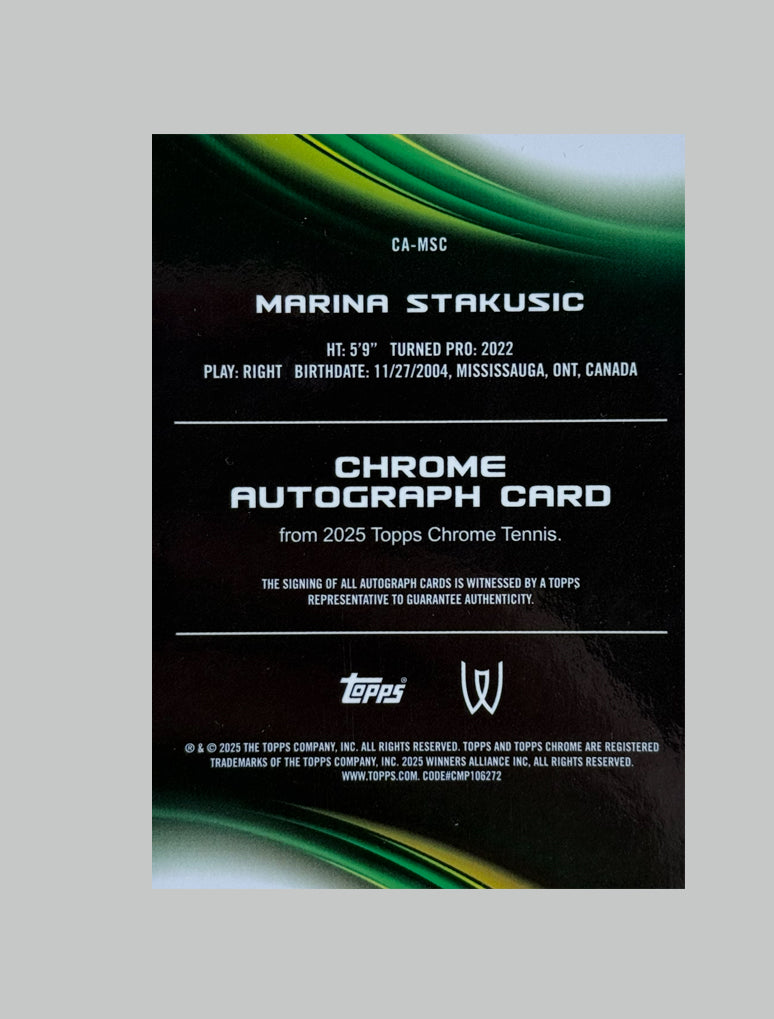 Topps Chrome Tennis 2025 Marina Stakusic (RC) Auto