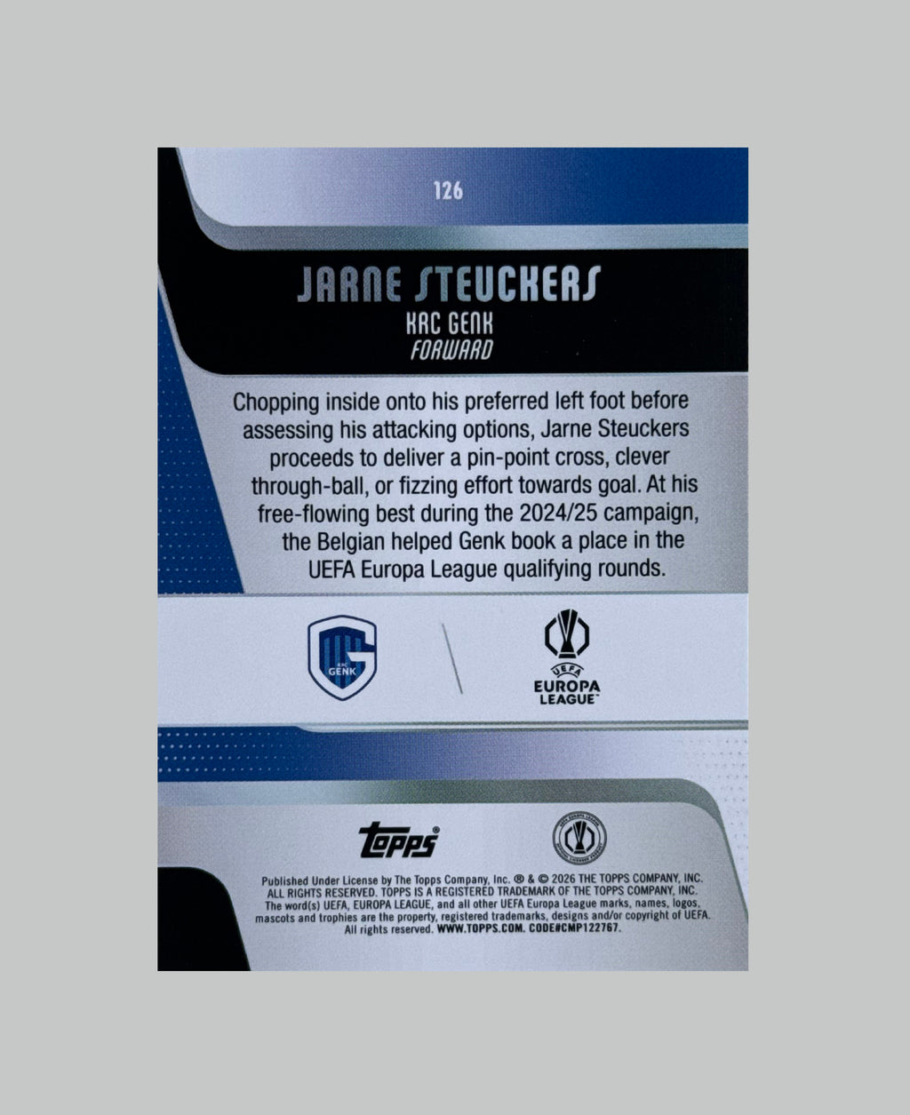 Topps UCC 2025-26 Jarne Steuckers (RC) 023/250