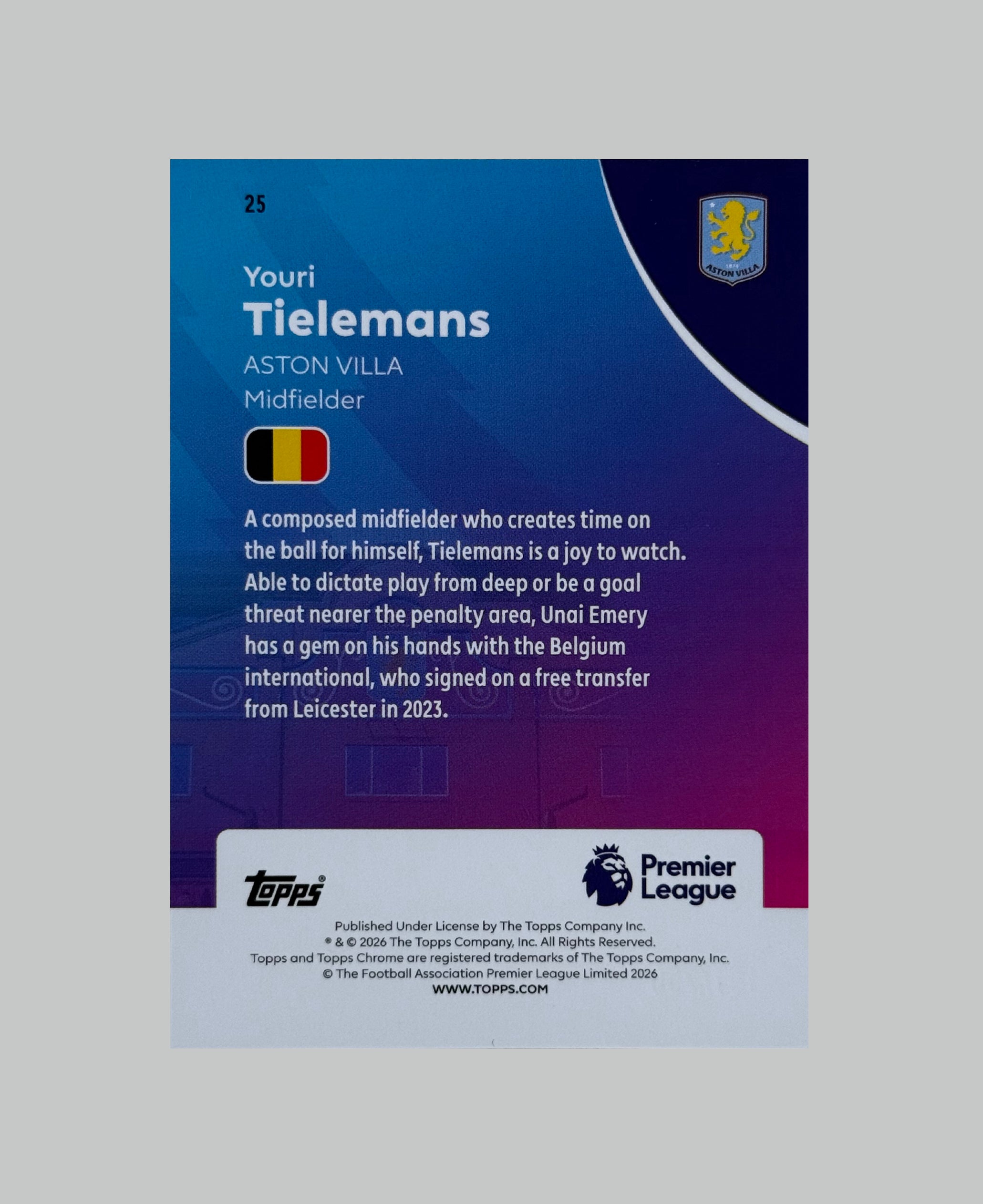 Topps Chrome Premier League 2026 Youri Tielemans 019/250