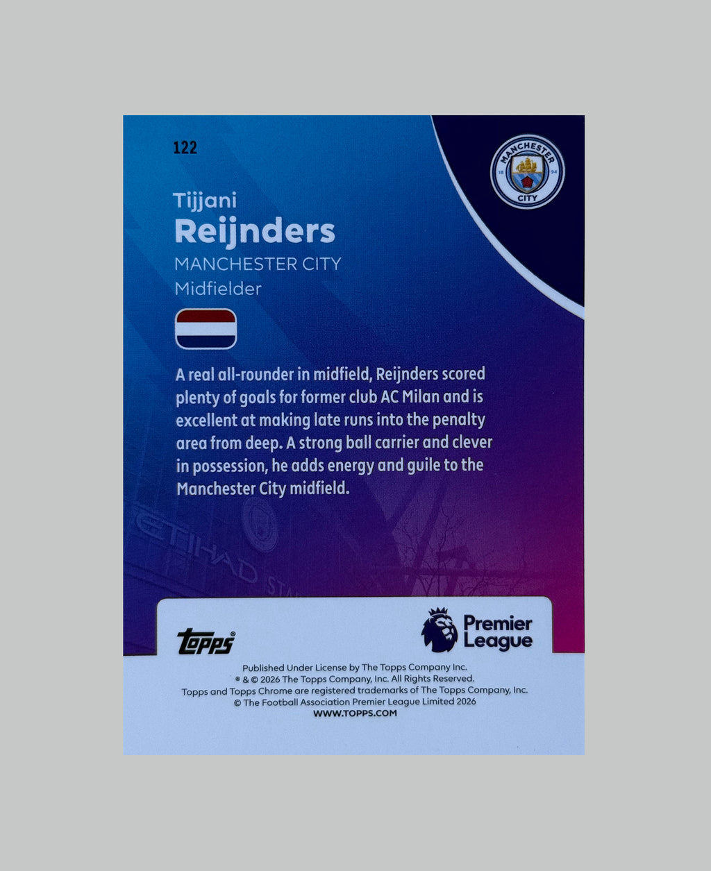 Topps Chrome Premier League 2026 Tijjani Reijnders