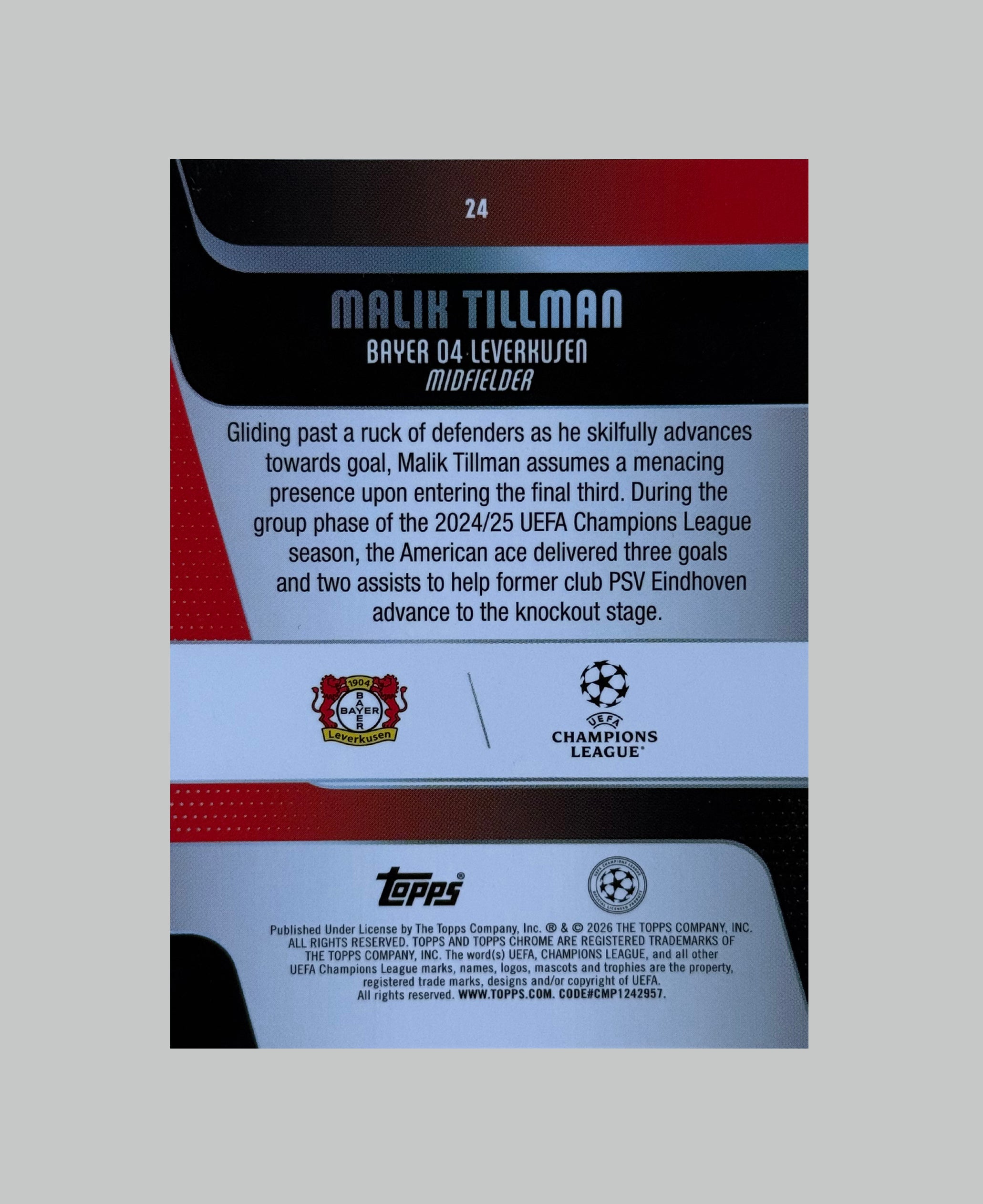 Topps Chrome UCC 2025-26 Malik Tillman