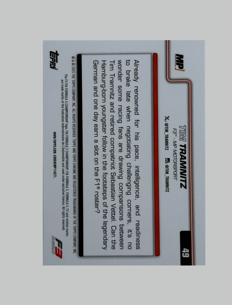 Topps Chrome F1 2025 Tim Tramnitz 125/299