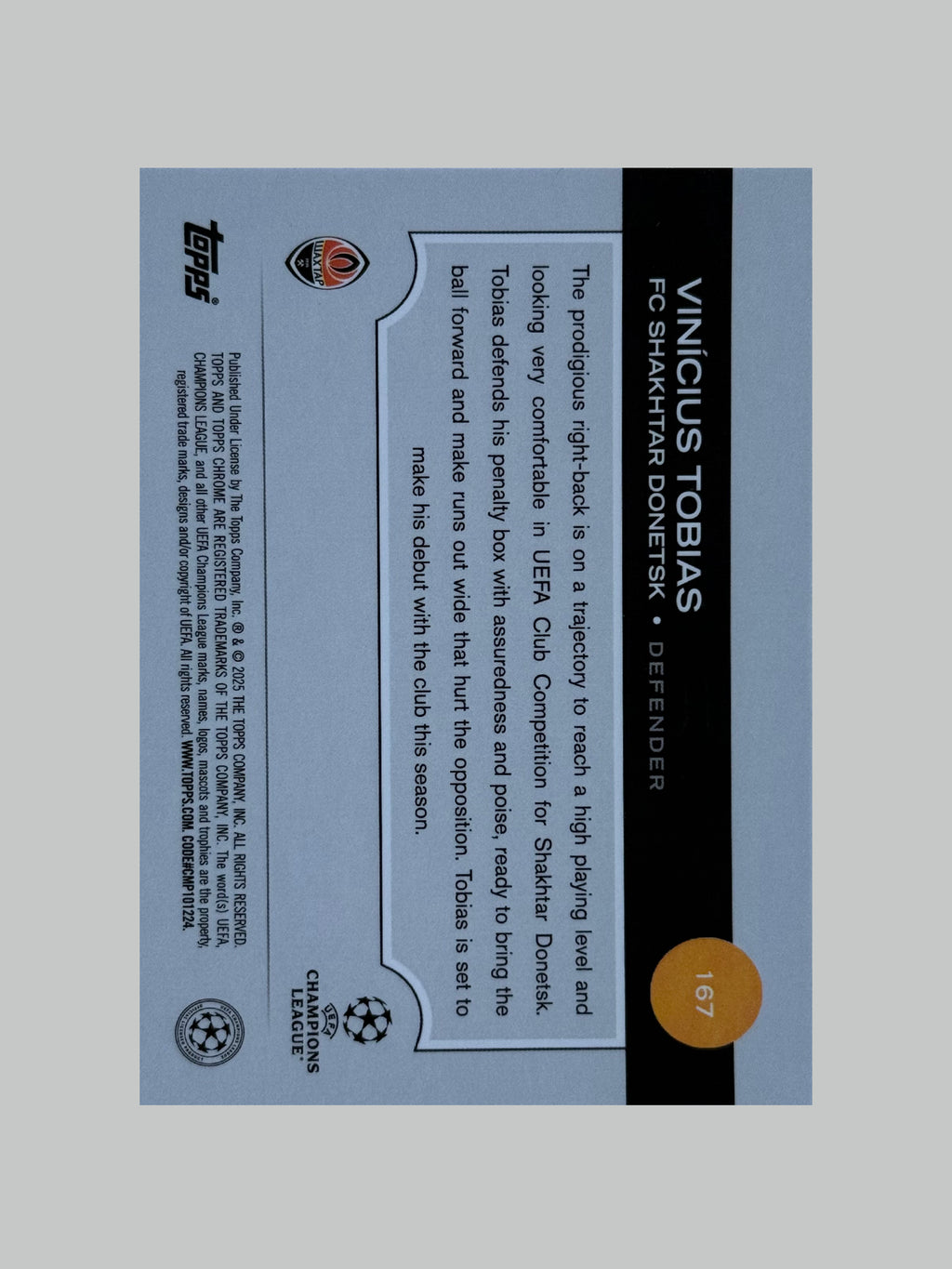 Topps Chrome UCC 2024-25 Vinicius Tobias (RC) 218/250