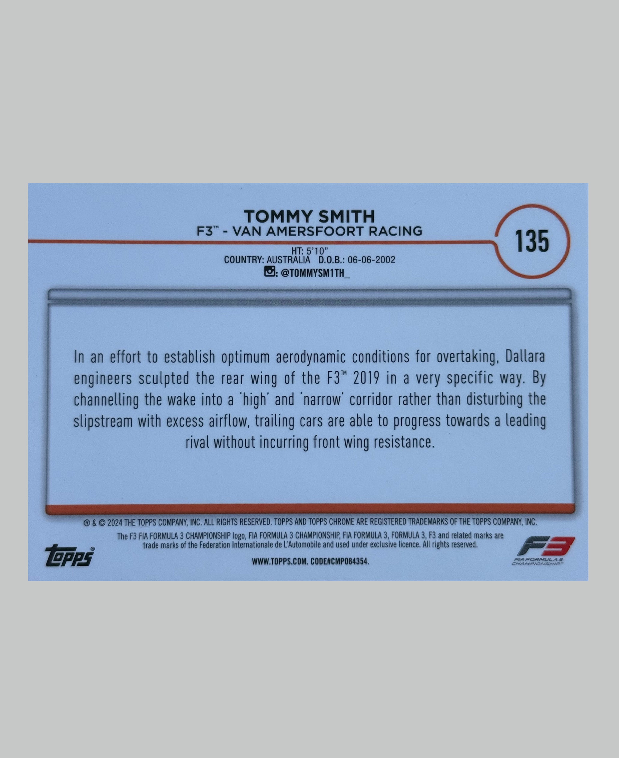 Topps Chrome F1 2024 Tommy Smith 209/299