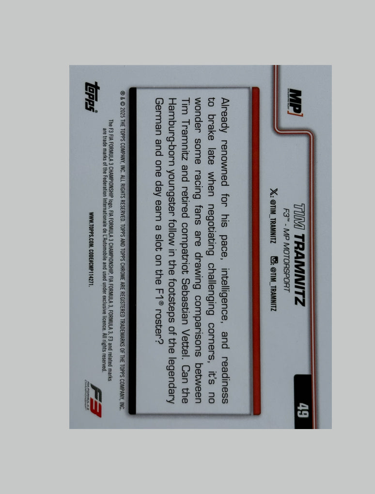 Topps Chrome F1 2025 Tim Tramnitz 98/99