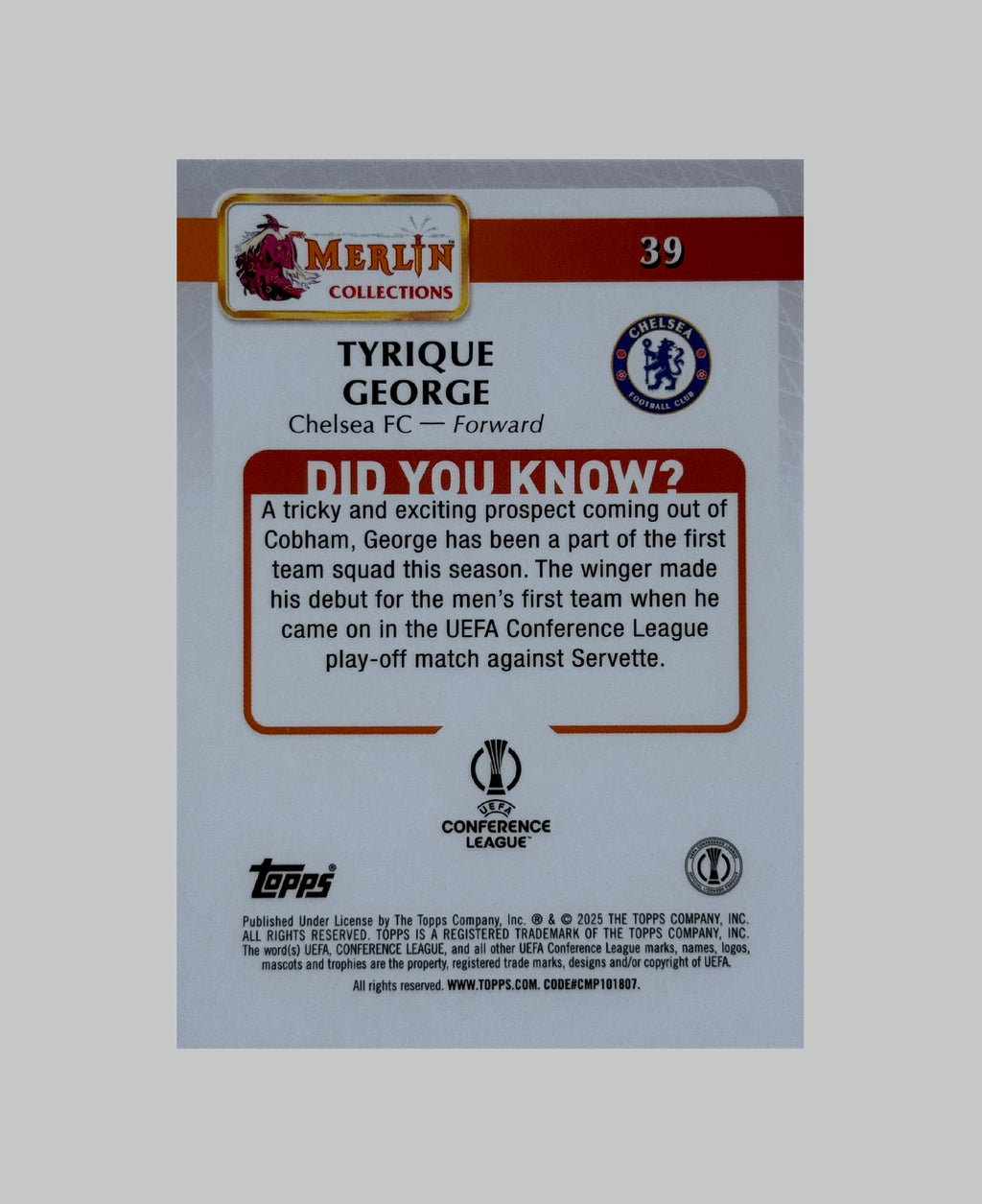 Topps Merlin 2024-25 Tyrique George (RC) 133/199