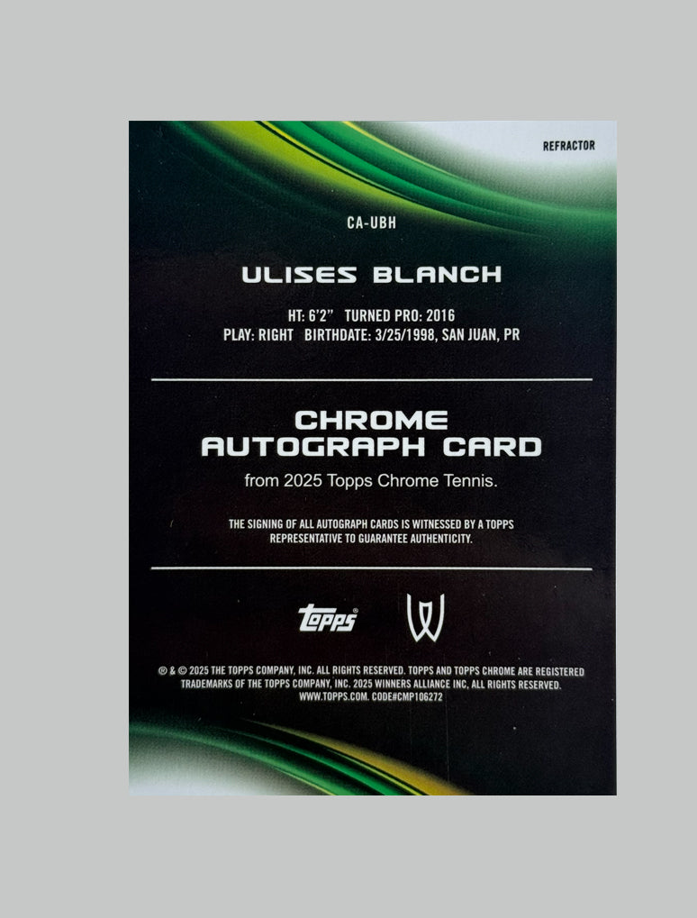 Topps Chrome Tennis 2025 Ulises Blanch Auto Refractor