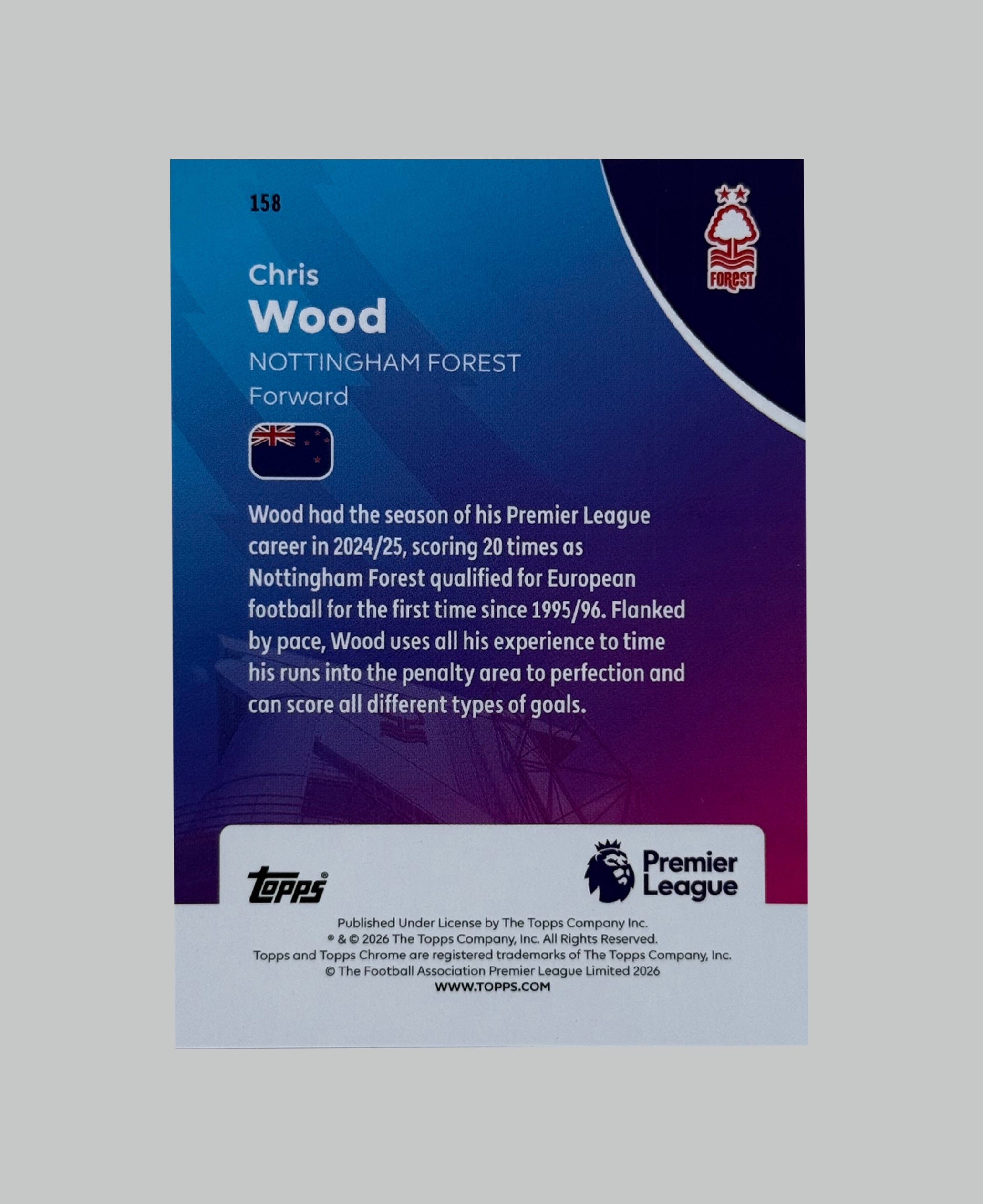 Topps Chrome Premier League 2026 Chris Wood 065/299