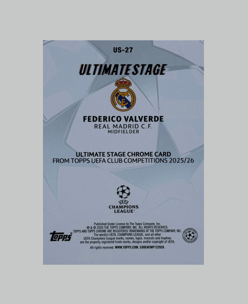 Topps UCC 2025-26 Federico Valverde Ultimate Stage