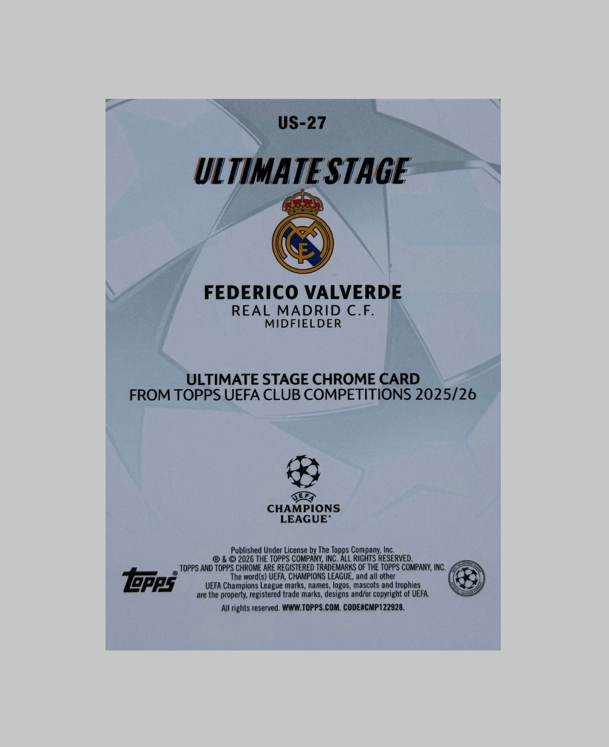 Topps UCC 2025-26 Federico Valverde Ultimate Stage