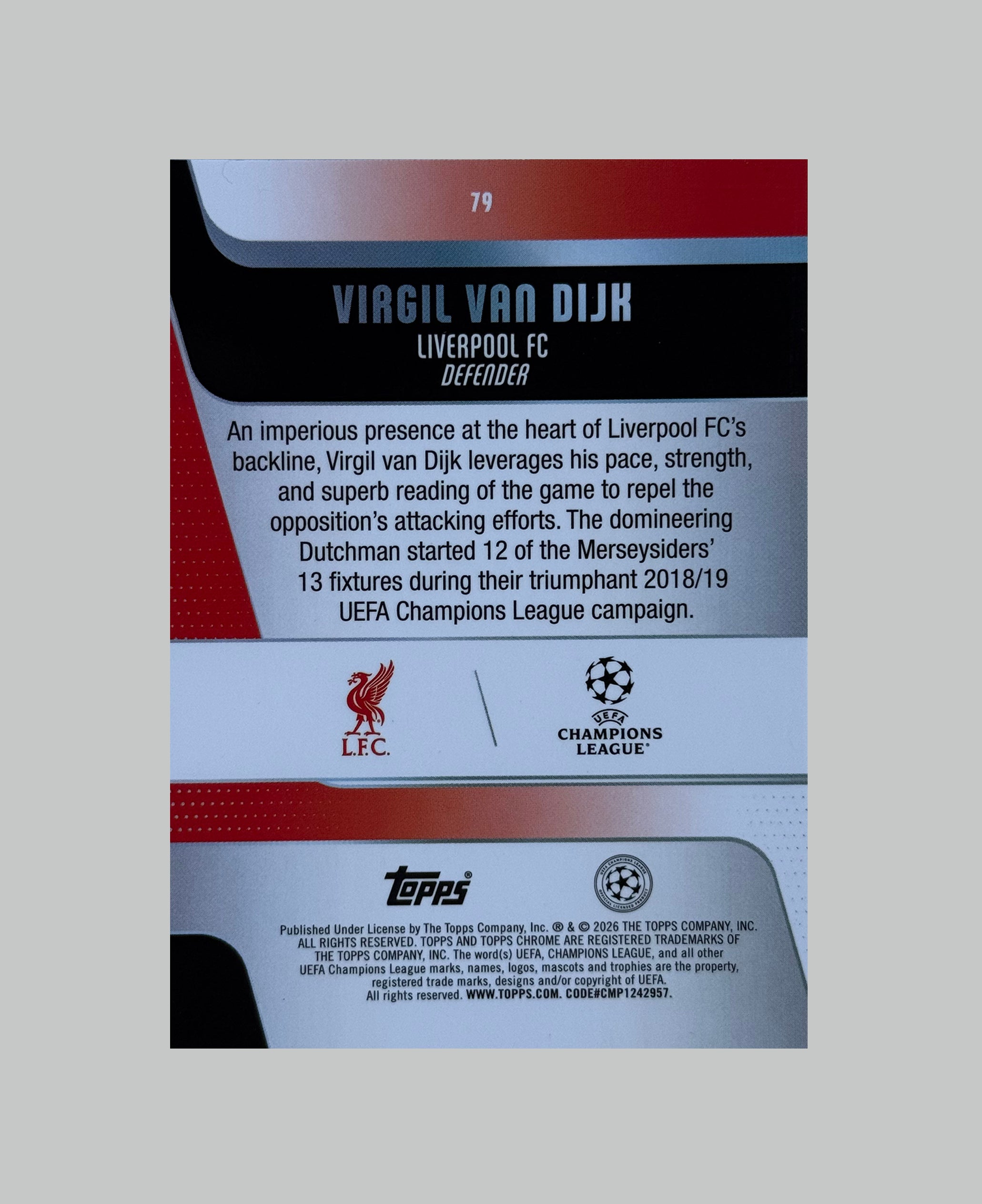 Topps Chrome UCC 2025-26 Virgil Van Dijk