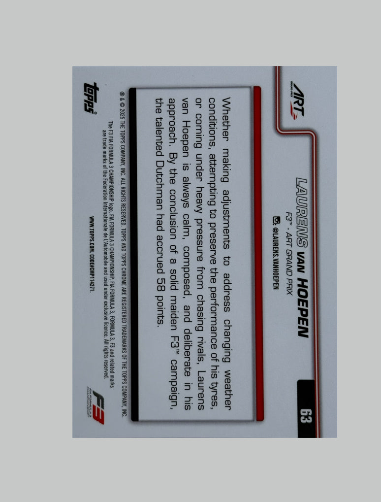 Topps Chrome F1 2025 Laurens Van Hoepen 140/299