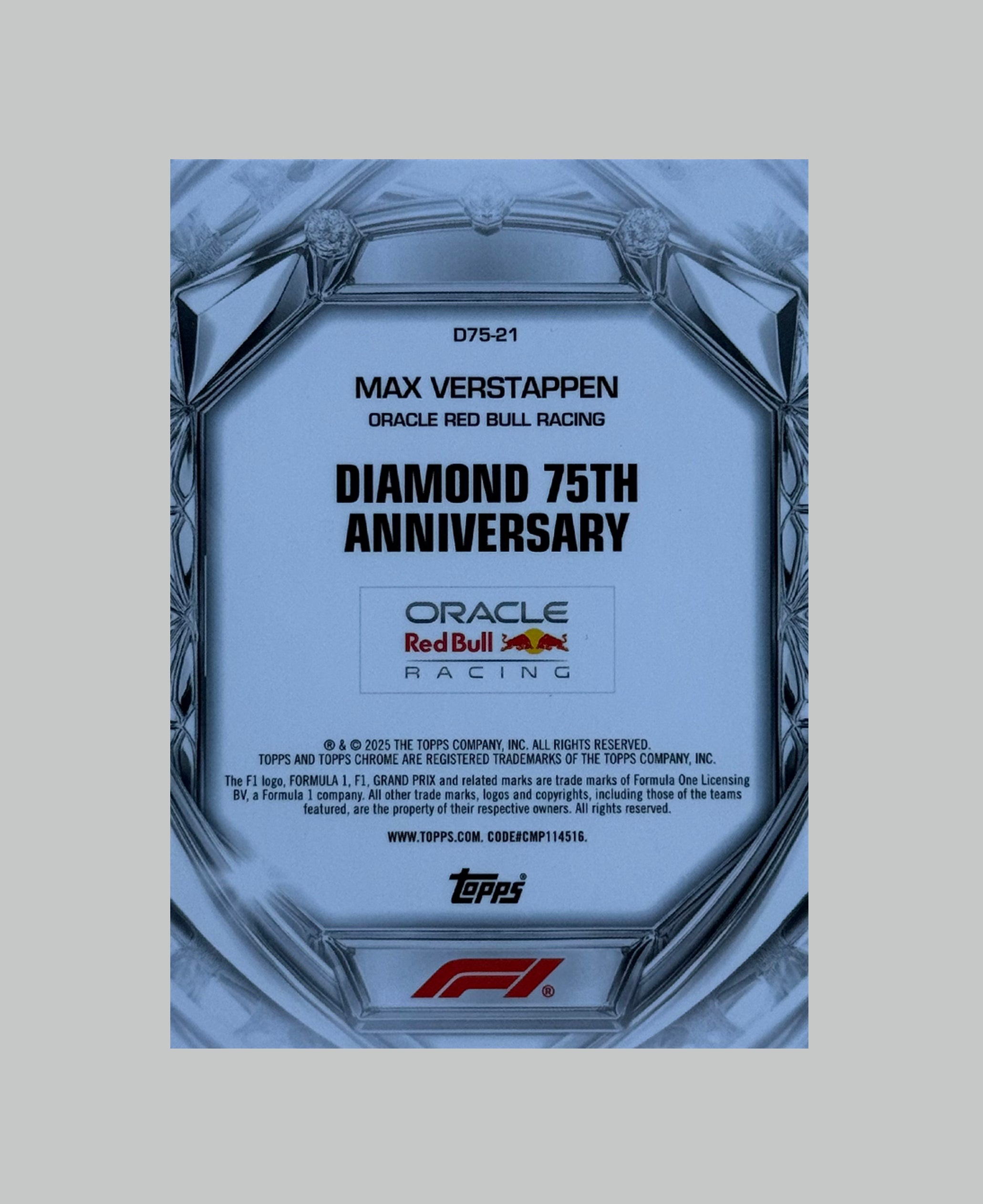 Topps Chrome F1 2025 Diamond 75th Anniversary Max Verstappen