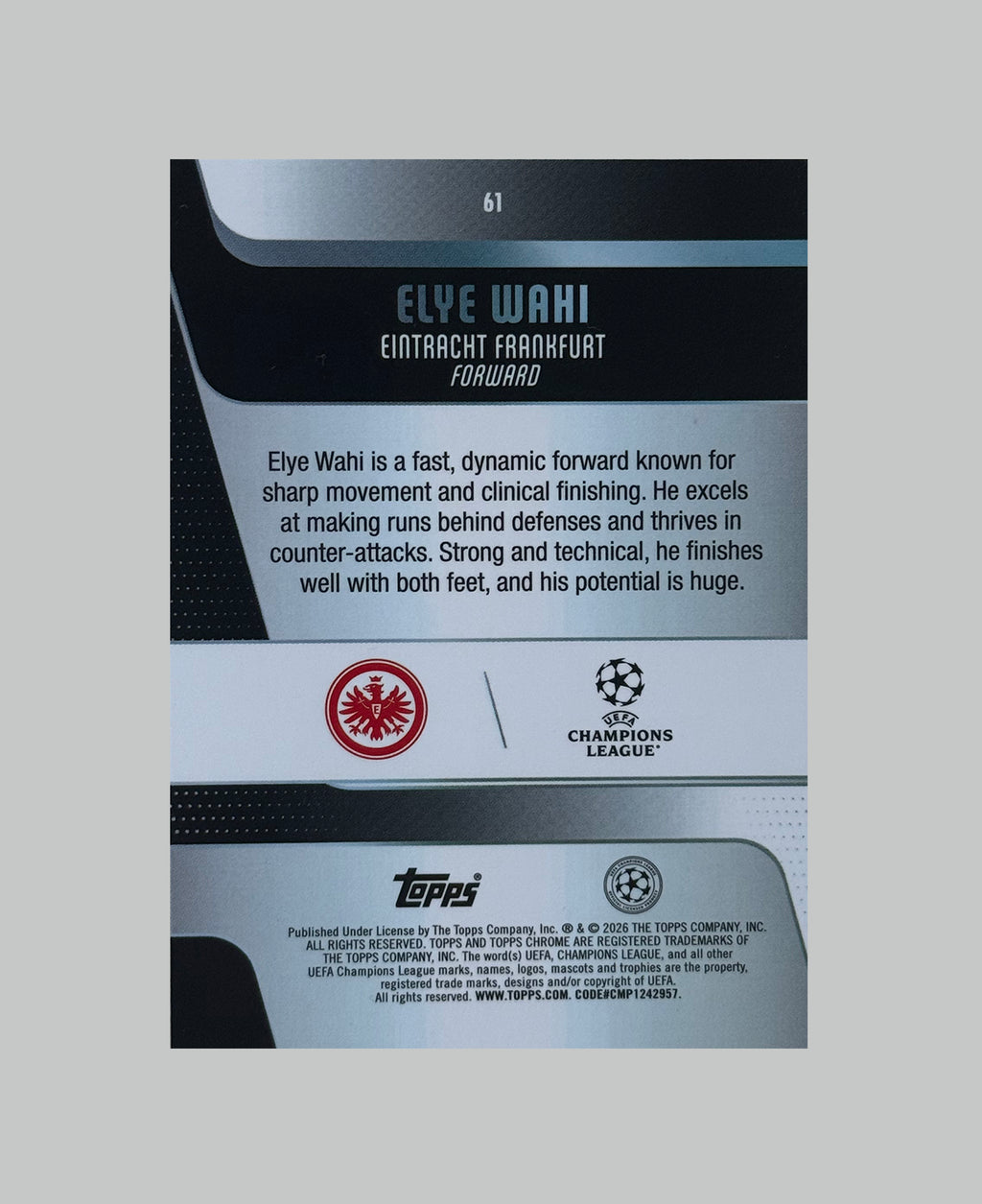 Topps Chrome UCC 2025-26 Elye Wahi