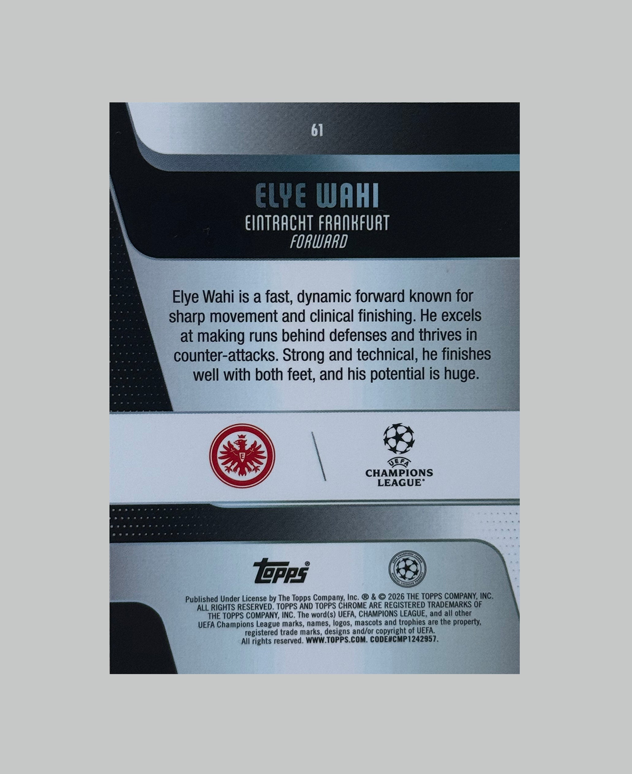 Topps Chrome UCC 2025-26 Elye Wahi