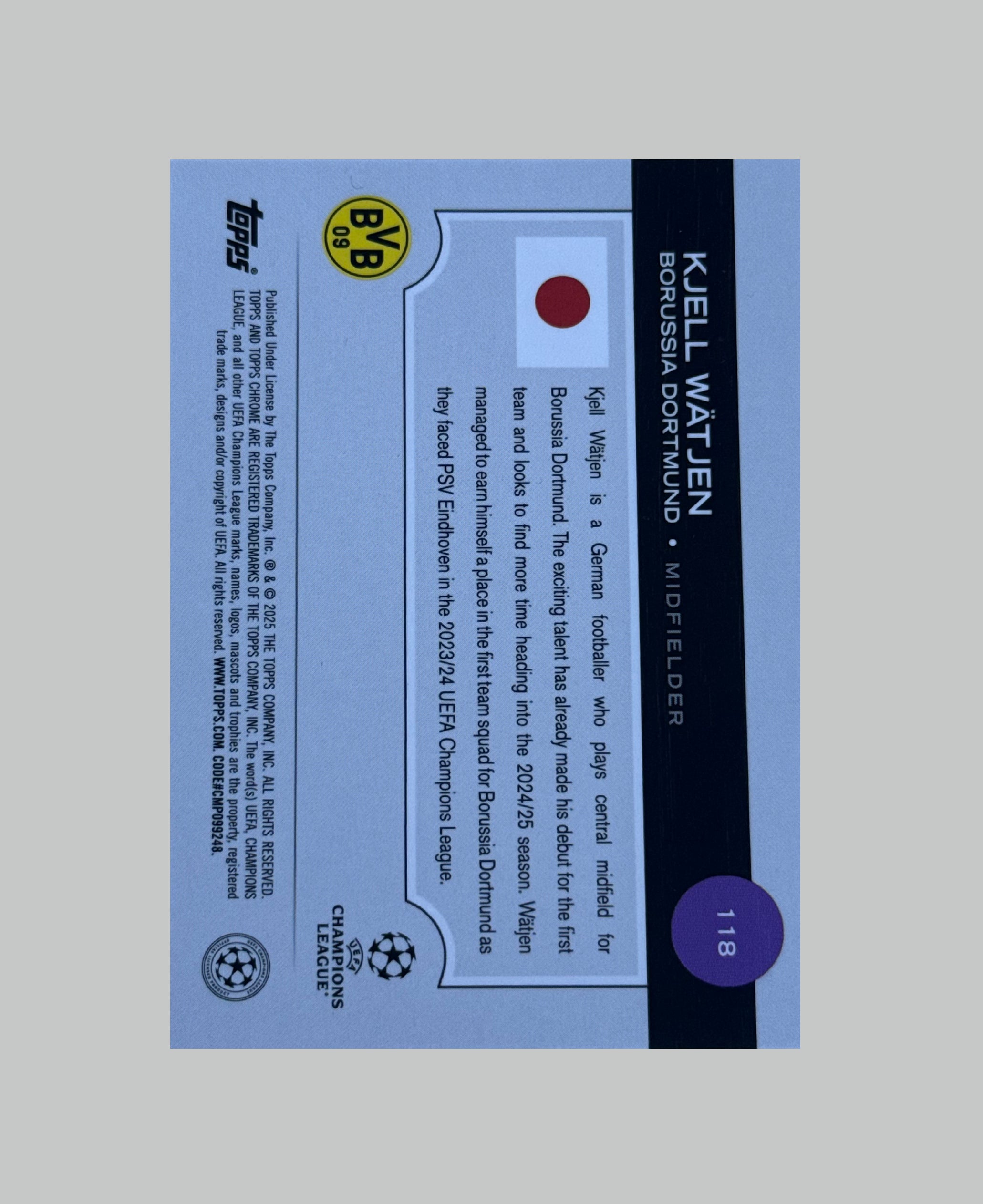 Topps UCC Japan 2024-25 Kjell Watjen (RC) 093/150