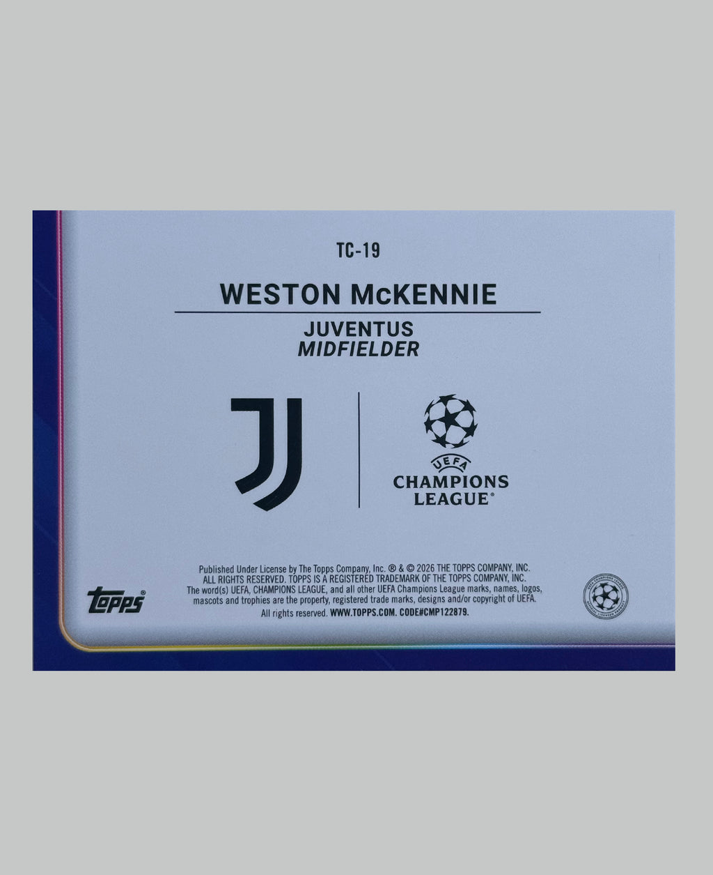 Topps UCC 2025-26 Weston McKennie Trophy Chasers 63/99