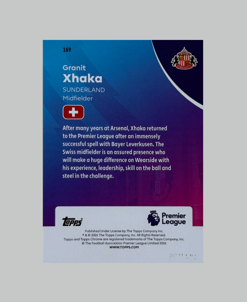 Topps Chrome Premier League 2026 Granit Xhaka 144/199
