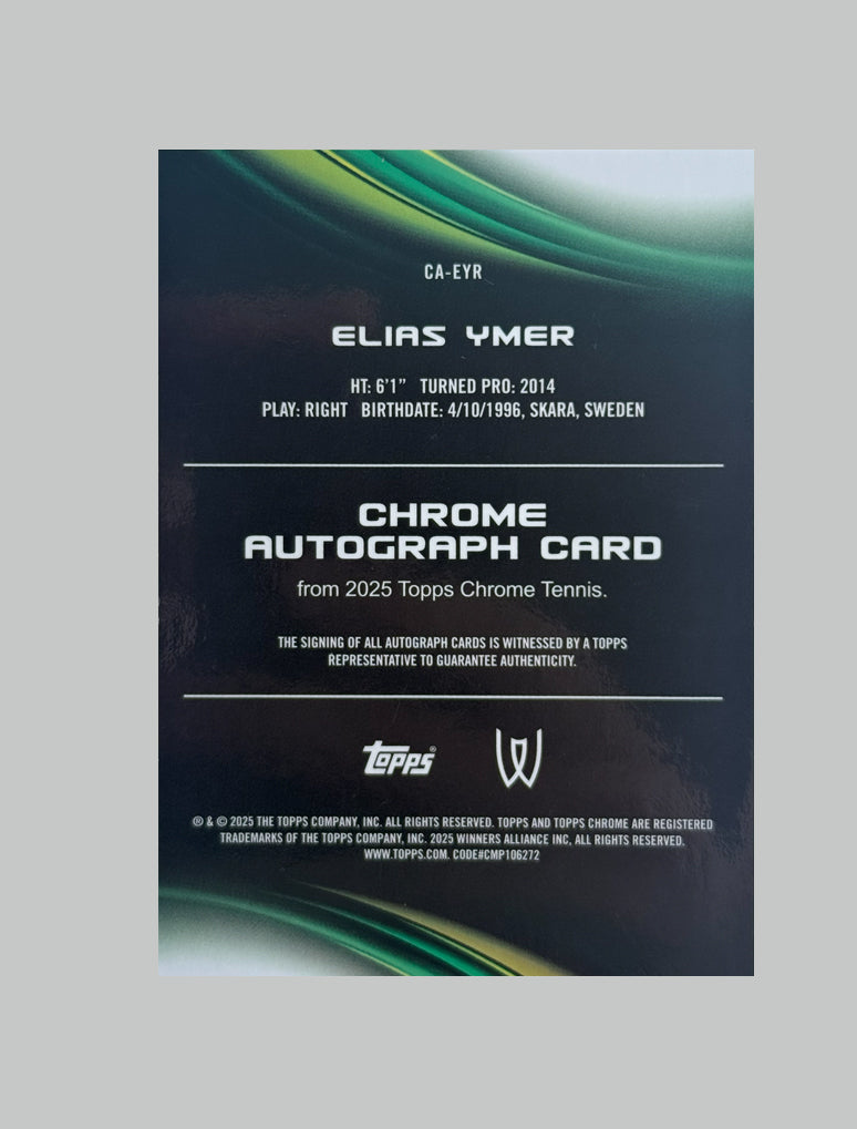 Topps Chrome Tennis 2025 Elias Ymer 01/99 Auto