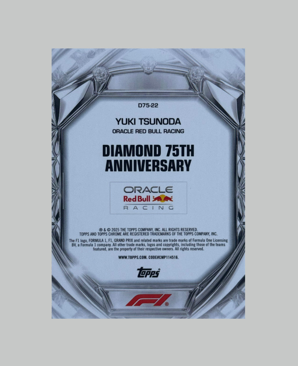 Topps Chrome F1 Yuki Tsunoda Diamond 75th Anniversary