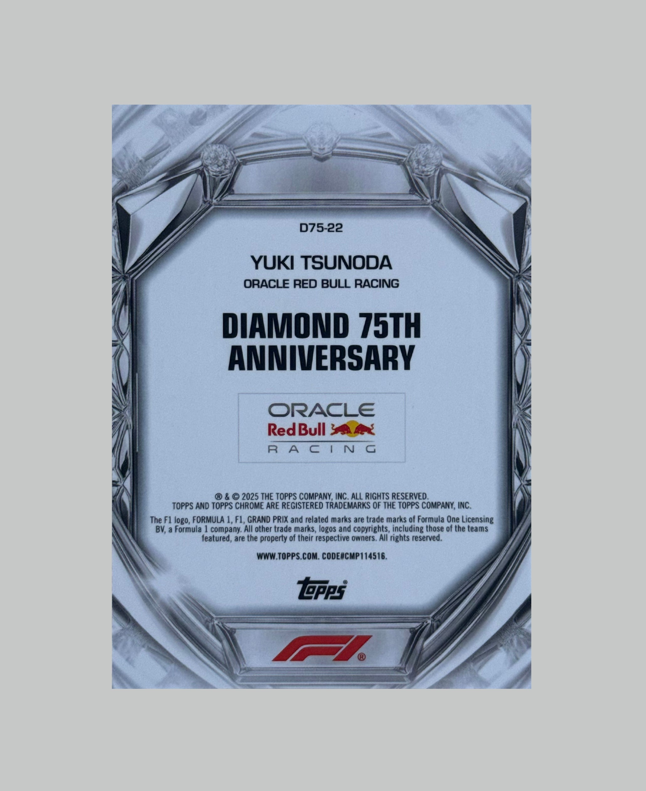 Topps Chrome F1 Yuki Tsunoda Diamond 75th Anniversary
