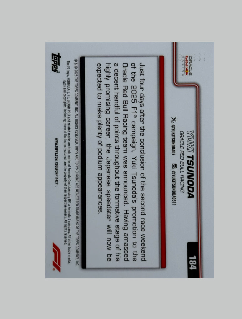 Topps Chrome F1 2025 Yuki Tsunoda On The Move 027/299