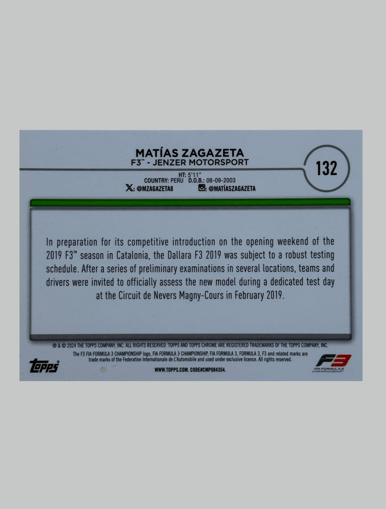 Topps Chrome F1 2024 Matias Zagazeta 010/199