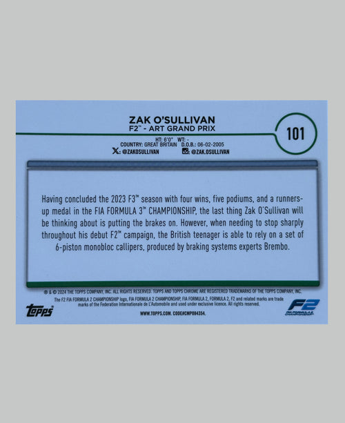 Topps Chrome 2024 Zak O'Sullivan Checker Flag