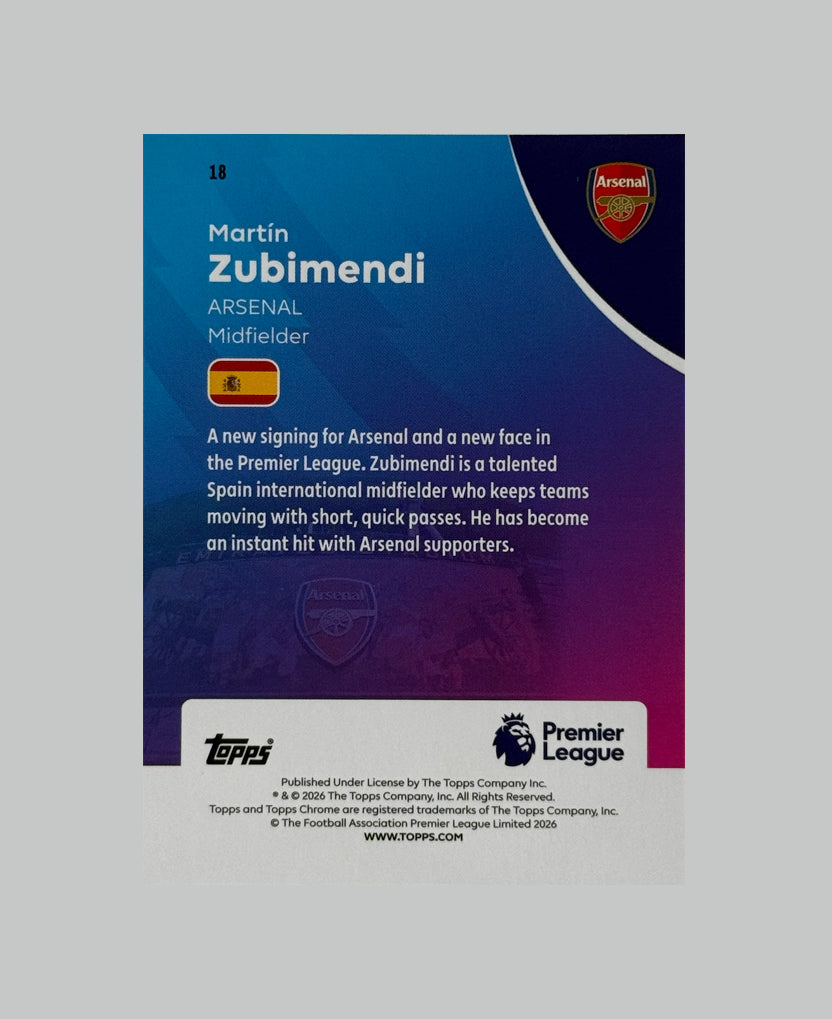Topps Chrome Premier League 2026 Martin Zubimendi 145/250